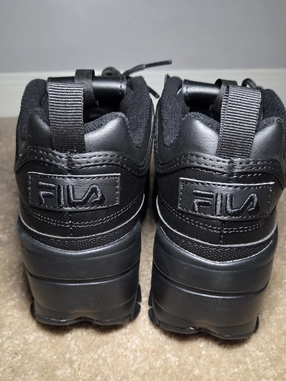 FILA Disruptor II Wedge Black Platform Sneakers Chunky Shoes Womens Size 5
